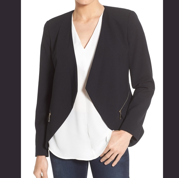 Vince Camuto Open Front Blazer Zipper Pockets 4 - Picture 1 of 8